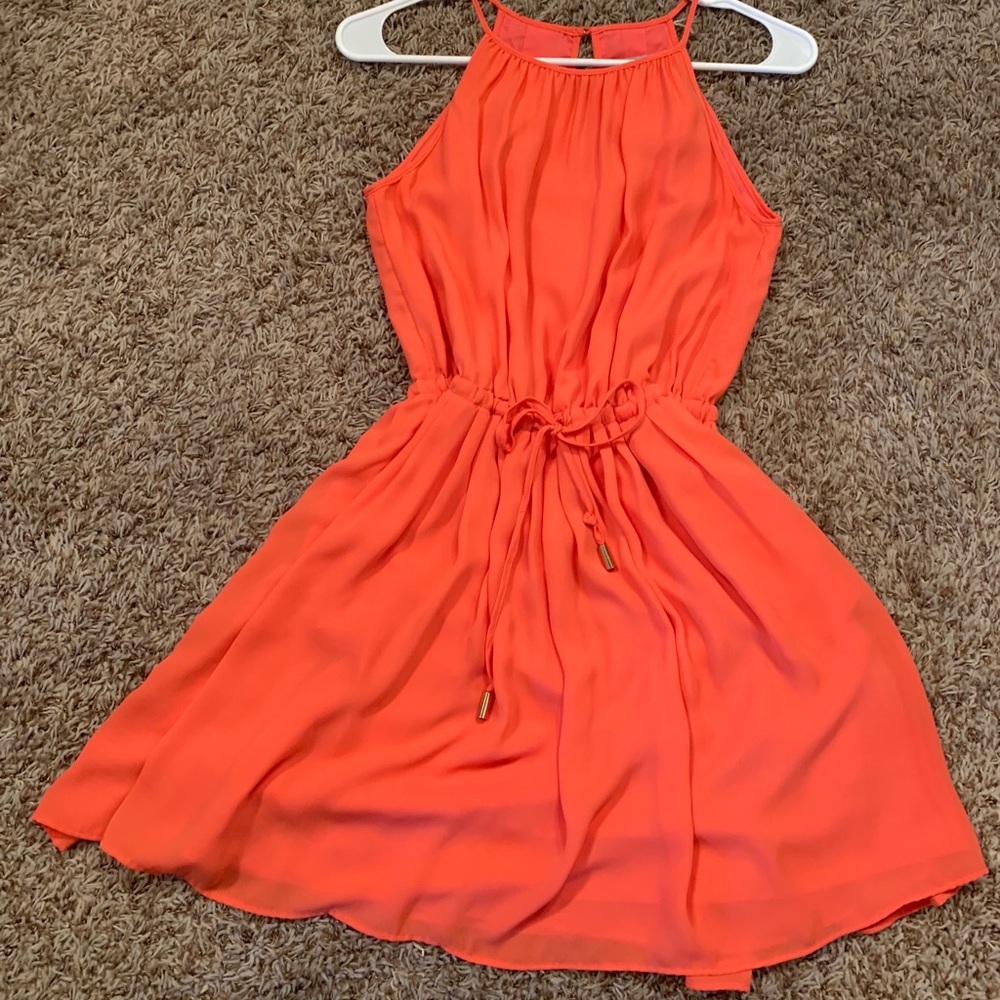 Coral dress.
